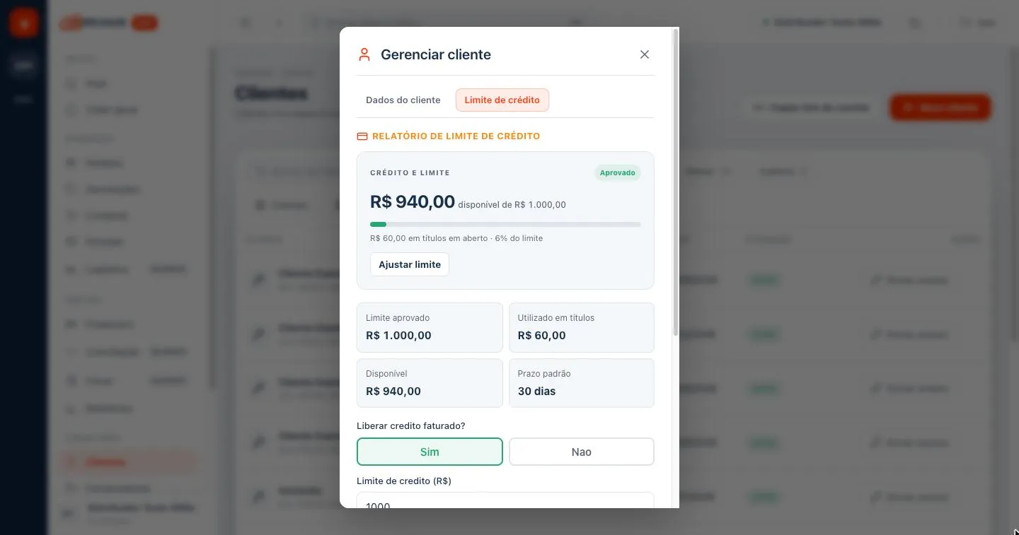 Aba Limite de crédito com o quadro de crédito e limite