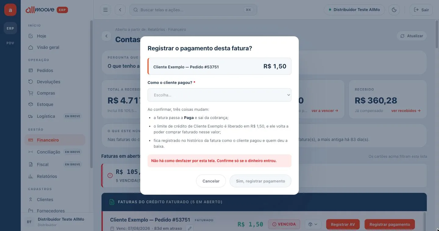 Confirmação Registrar o pagamento desta fatura